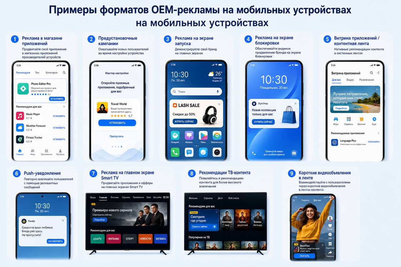 Примеры форматов рекламы OEM на мобильных устройствах Примеры форматов рекламы OEM на мобильных устройствах
