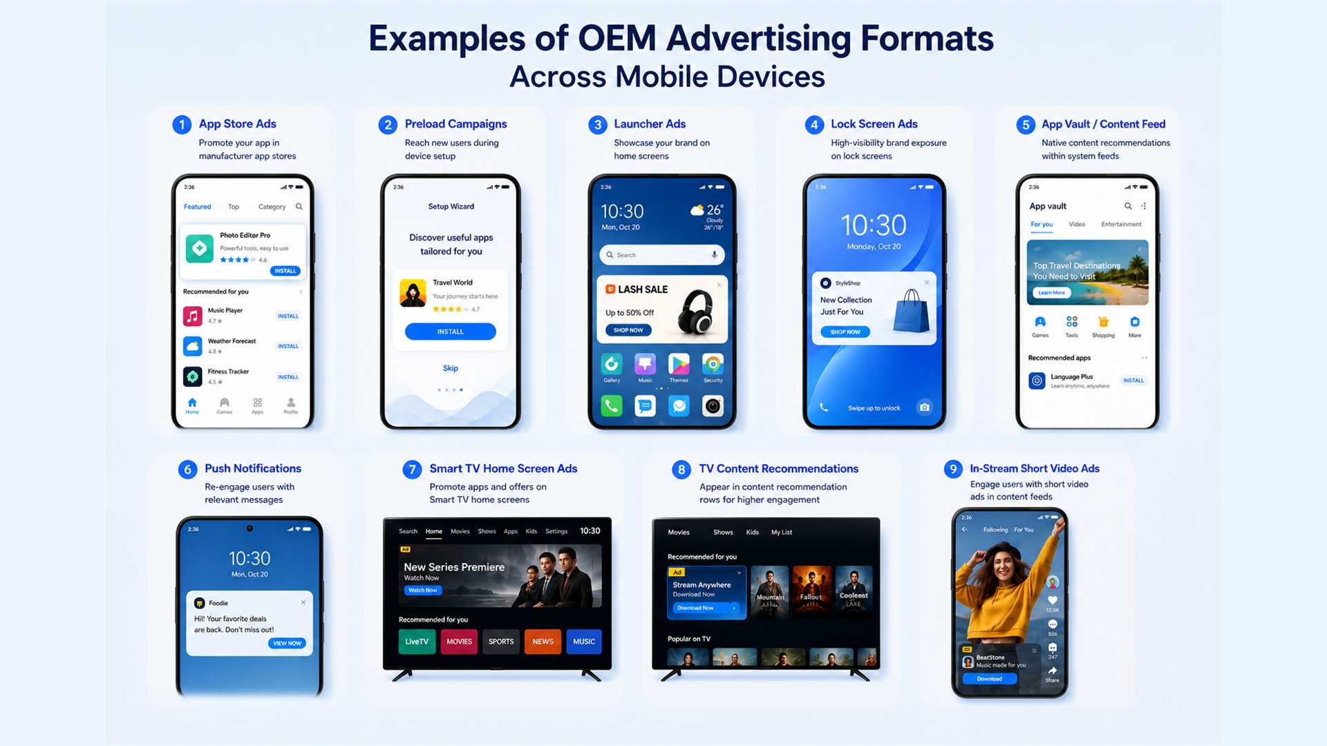 Examples of OEM Advertising Formats Across Mobile Devices