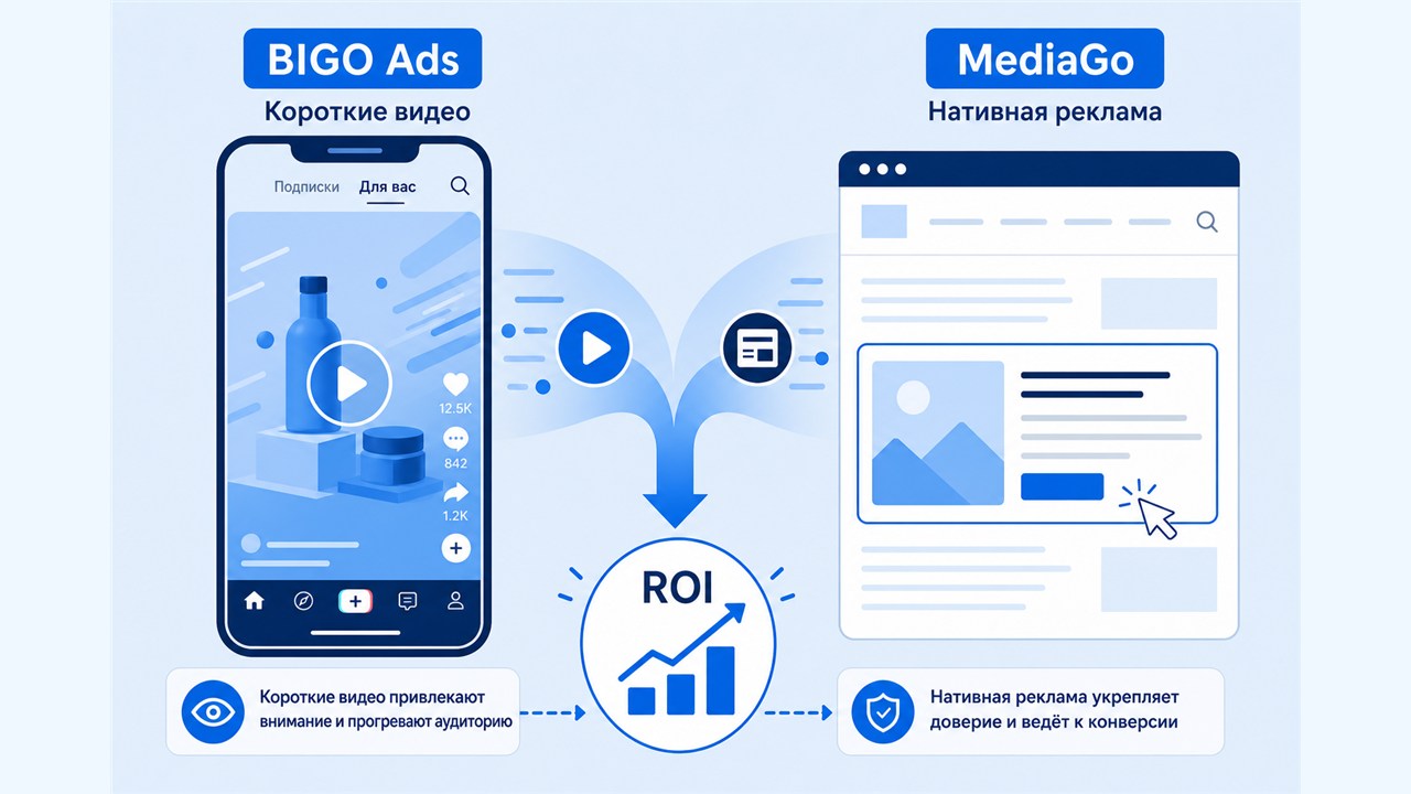 Сочетание коротких видео BIGO Ads и нативной рекламы MediaGo для роста ROI Сочетание коротких видео BIGO Ads и нативной рекламы MediaGo для роста ROI
