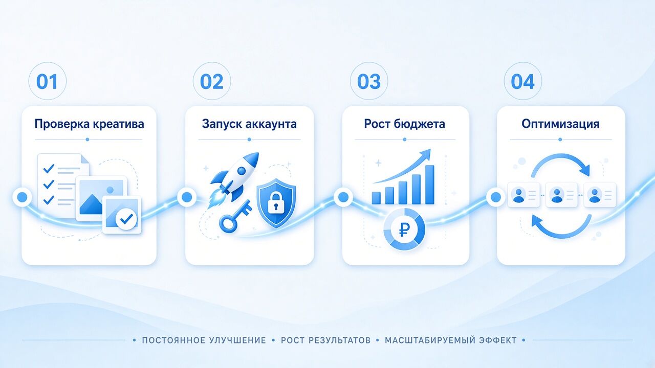 Жизненный цикл безопасной масштабируемой кампании на инфраструктуре агентских рекламных аккаунтов Жизненный цикл безопасной масштабируемой кампании на инфраструктуре агентских рекламных аккаунтов
