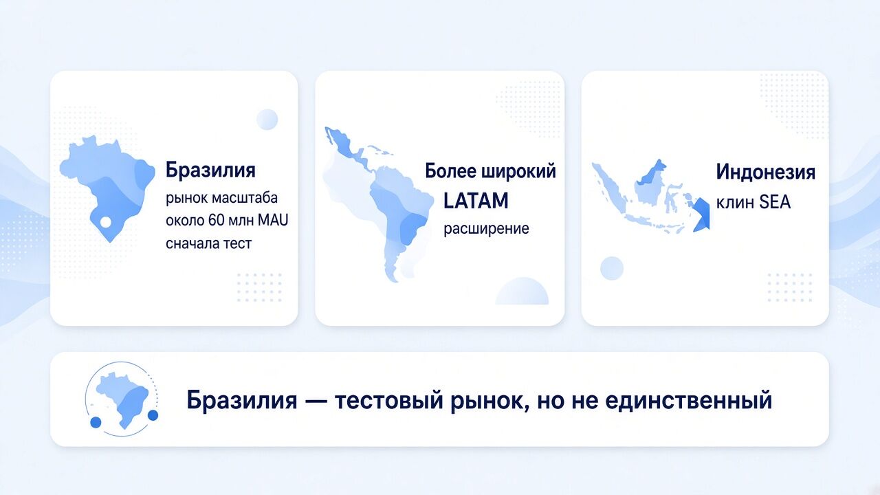 Карта рынков Kwai Ads: Бразилия, LATAM и SEA Карта рынков Kwai Ads: Бразилия, LATAM и SEA