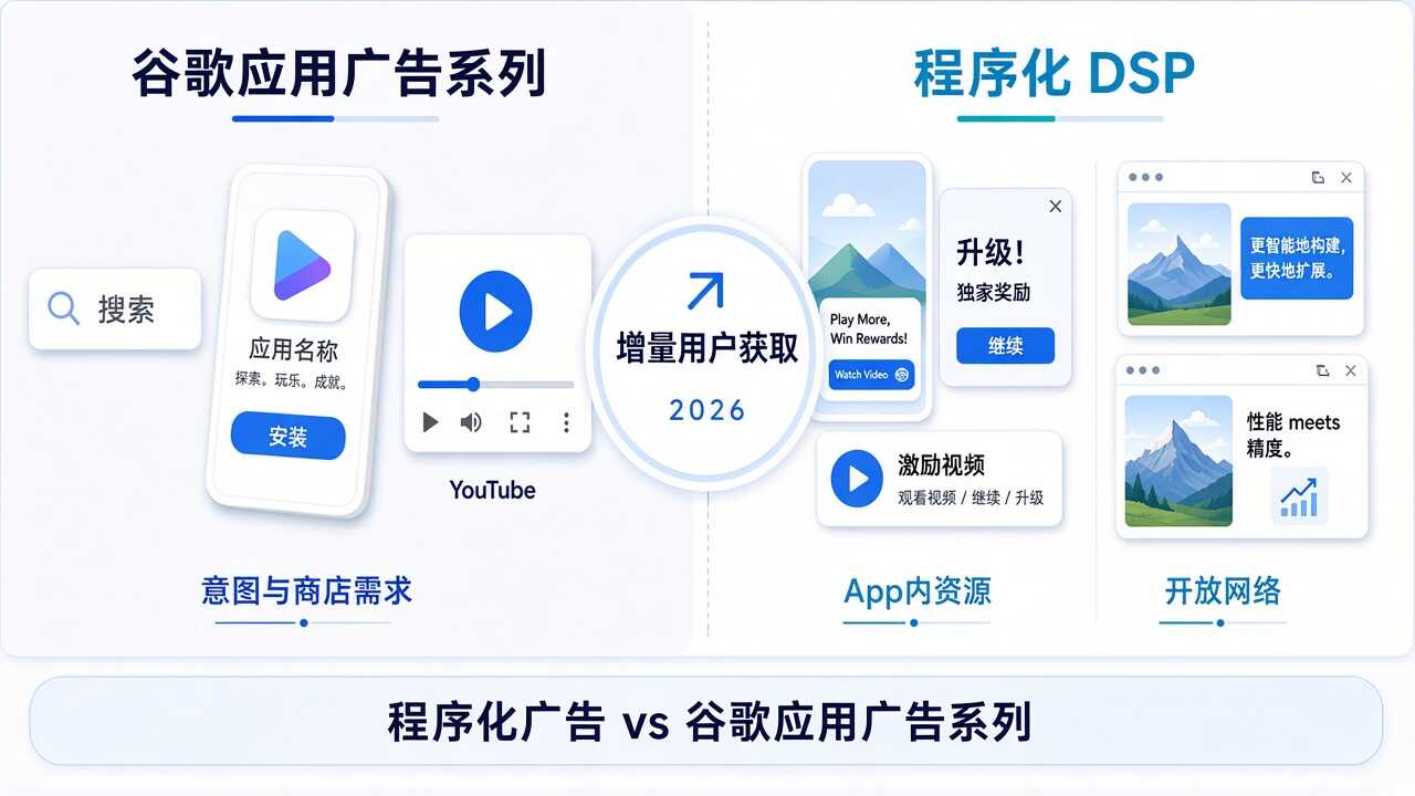 程序化广告与谷歌应用广告系列的增量用户获取对比 程序化广告与谷歌应用广告系列的增量用户获取对比