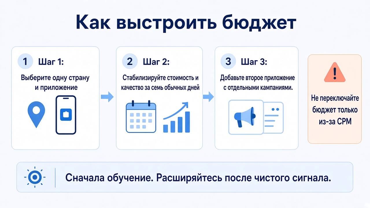 Последовательность распределения бюджета от теста одного рынка в Kwai или SnackVideo до отдельной работы с двумя приложениями Последовательность распределения бюджета от теста одного рынка в Kwai или SnackVideo до отдельной работы с двумя приложениями