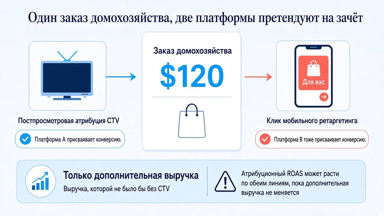 Как пересечение атрибуции CTV и мобильной рекламы приводит к завышению ROAS Как пересечение атрибуции CTV и мобильной рекламы приводит к завышению ROAS
