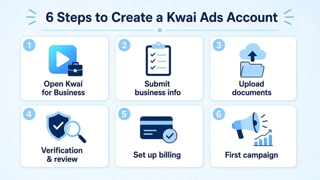 Six steps to create a Kwai Ads account Six steps to create a Kwai Ads account
